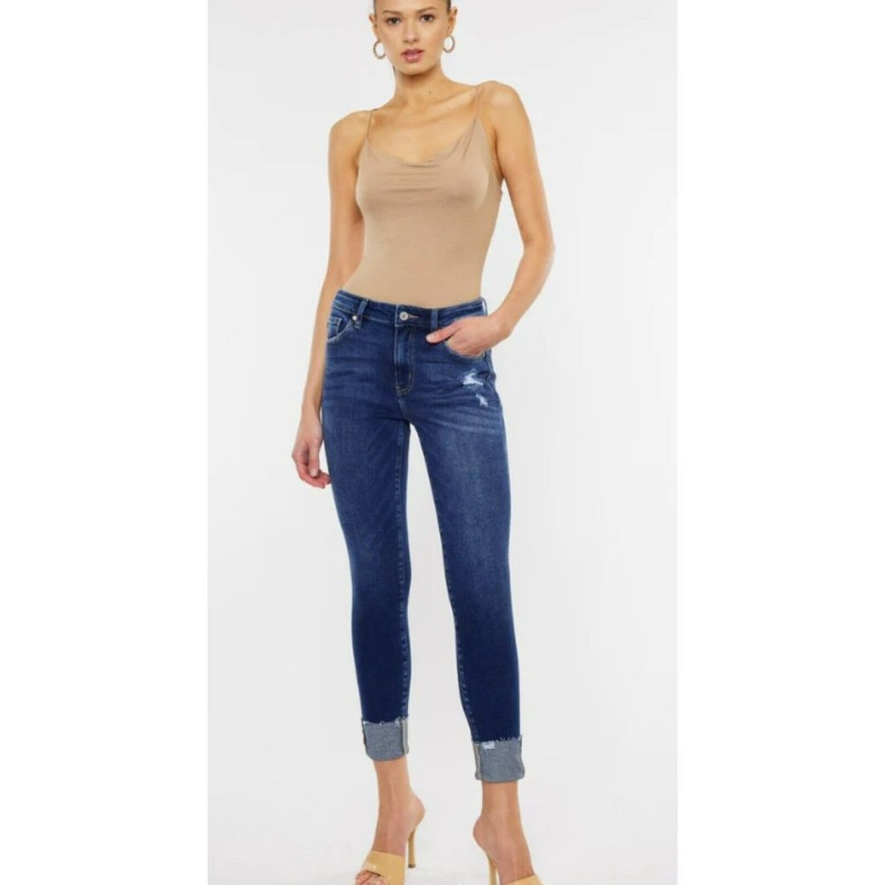 Kancan Womens Jeans Size 3XL Skinny High Rise Ankle Distressed Stretch Raw‎ Hem